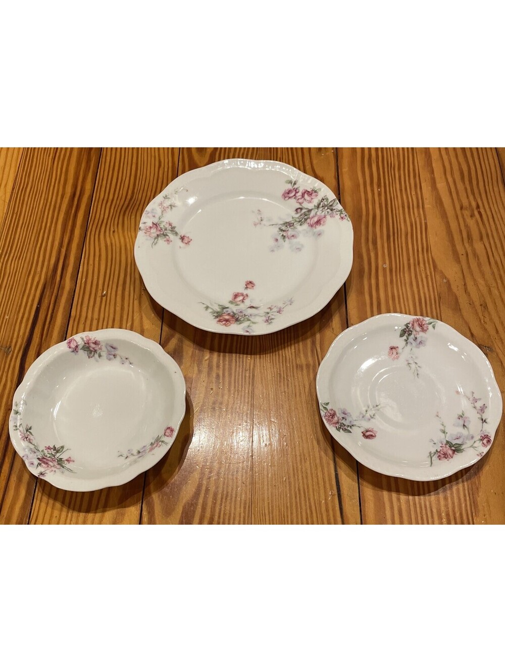 Antique lot of 3 Z S & Co Bavaria - Saucer, Salad Plate, Dessert Bowl c1891-1910